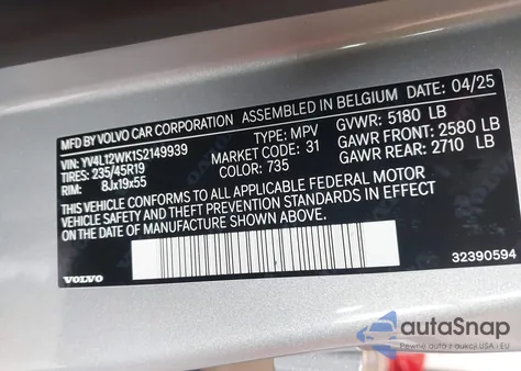 2025 Volvo V60 Cross Country B5 Plus from USA, damaged, VIN YV4L12WK1S2149939